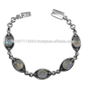 Unique Rainbow Moonstone Gemstone &amp; 925 Sterling Silver Antique Style Designer Pulseira Jóias